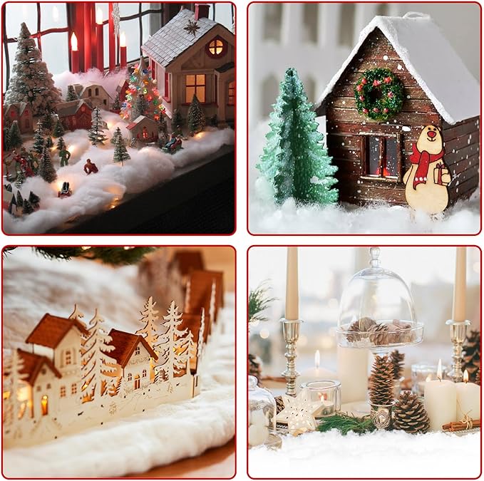 2 Pcs Fake Snow Blankets for Christmas Village Snow Blankets for Christmas Decorating Fake Snow Decorations Under The Christmas Tree Decorations (Each 31.5 x 94.5 Inches)