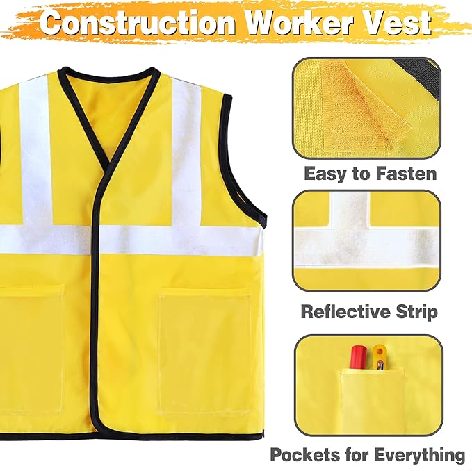 iPlay, iLearn Kids Construction Costumes, Toddler Worker Dress Up Clothes, Boys Pretend Builder Career Outfit, Halloween Role Play Toys, Tool Belt Vest Hat, Party Birthday Gift 3 4 5 6 Years Old Child