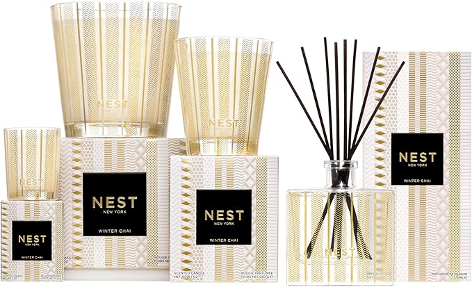 NEST New York Scented Classic Candle, Winter Chai - 8.1 oz - Up to 60-Hour Burn Time - Reusable Glass Vessel