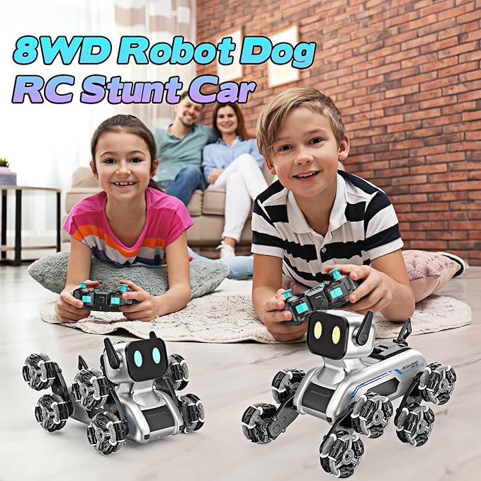 Robot Dog Toys for Age 8-13, 8WD Remote Control Cars Robot Dog Rc Car with Light & Sound, Toys Gifts for 6 7 8 9 10 11 12 Year Old Boys Christmas Birthday Coolest Gifts for Boys 8-12