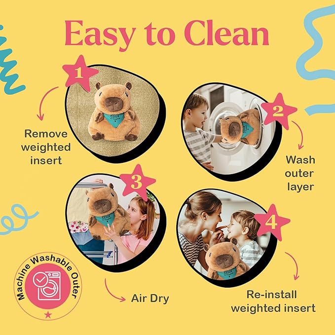 Lilly's Love Weighted Stuffed Animal, 5lb | Sensory Weighted Plush for Kids and Adults | Machine Washable Plushies w/Removable Inner | Calming Weighted Stuffed Animals for Anxiety, Clyde The Capybara