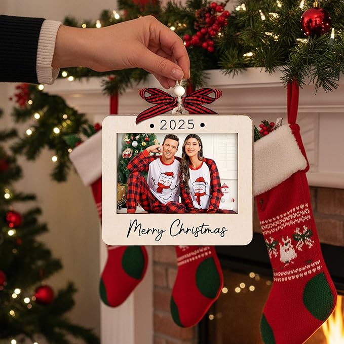 2025 Christmas Ornament Picture Frame - Couple Photo Frame Ornaments - Picture Frame Ornament For Tree - Merry Christmas Ornaments With Picture Insert - Christmas Gift For Family, Friends