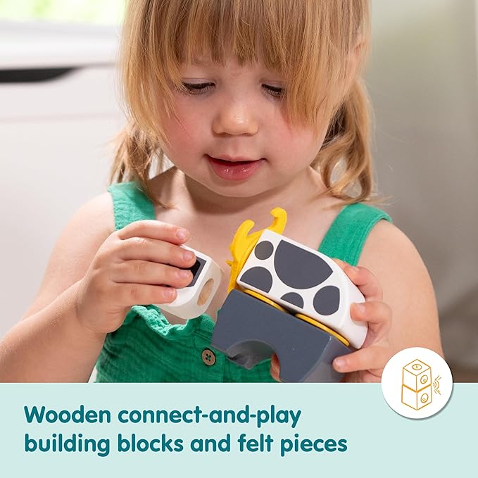 Melissa & Doug Blockables™ Farm Snap and Play, Mix and Match Connectable Wooden Building Blocks Play Set Toy for Preschool Boys and Girls (56 Pcs)