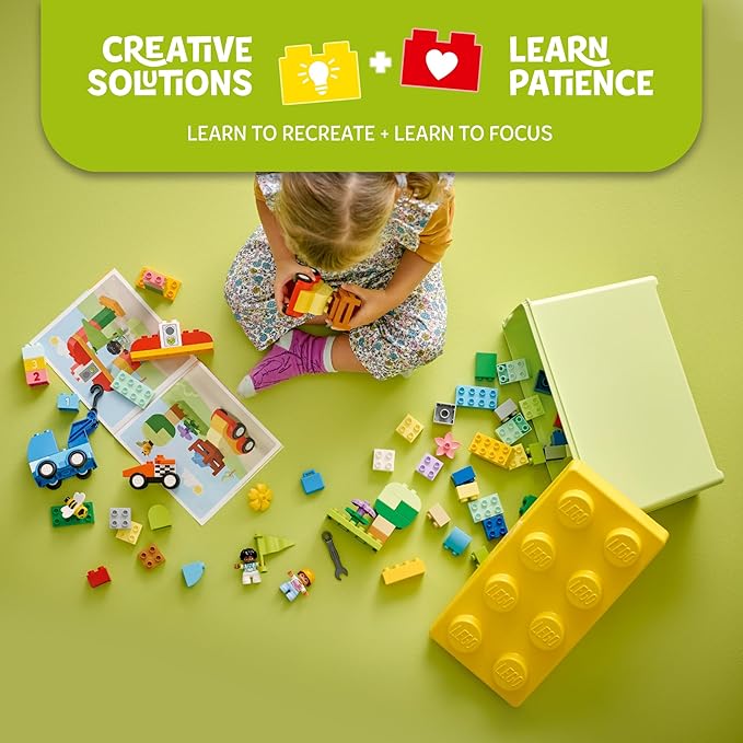LEGO DUPLO Classic Cars and Trucks Brick Box Playset, Educational STEM Toy, Preschool Toy Building Set for Toddlers Aged 18 Months Plus, Learning Toy to Develop Fine Motor Skills, 10439