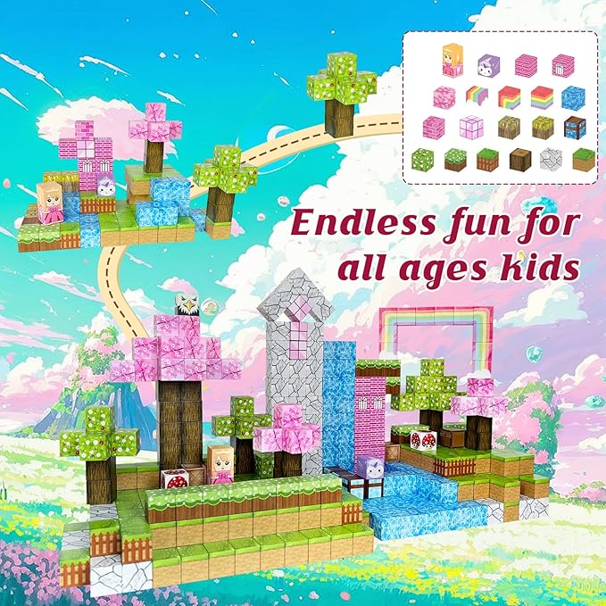 Magnetic Blocks - 110PCS Magnets Building Blocks World Set for Kids Ages 3-5 5-7 8-12, Magnetic Tiles Game Preschool Toys for 3 4 5 6 Year Old Girls Boys Gifts (Rainbow Home)