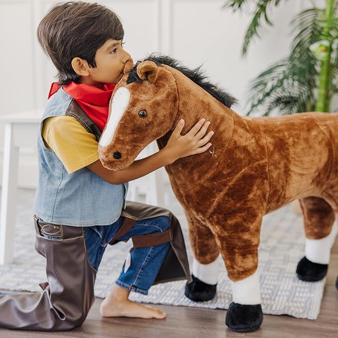 Melissa & Doug Cowboy Role Play Costume Set (5 pcs) - Includes Faux Leather Chaps - Cowboy Dress-Up Role Play Costume With Vest For Boys And Girls