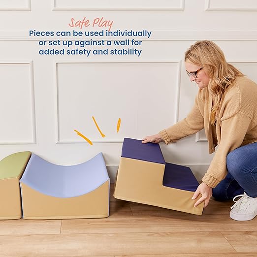 ECR4Kids SoftZone Traversing Trio Climber, Beginner Playset, Earthtone, 3-Piece