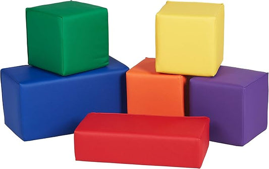 Factory Direct Partners 10414-AS SoftScape Stack-a-Block Big Foam Construction Building Blocks, Soft Play Set for Toddlers and Kids (6-Piece Set) - Assorted