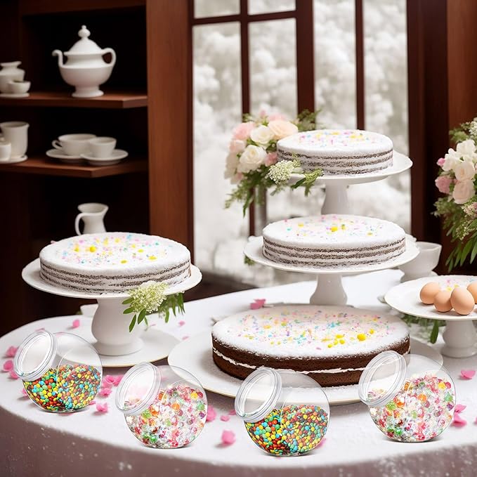 4 Pcs Plastic Candy Jar with Lid for Candy Buffet Large Storage Jar Clear Food Storage Canisters Kitchen Countertop Container for Cookies Beans Snacks Indoor Outdoor Wedding(80 oz)