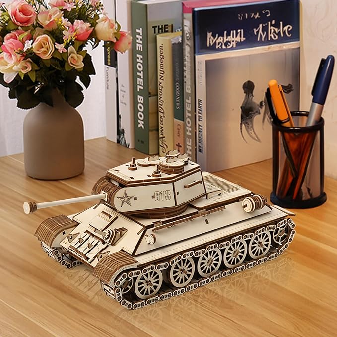 3D Wooden Puzzle for Adults, DIY Tank Model, Creative Assembly Model Building for Adults, DIY Assembly Puzzle, Woodcraft Kit for Christmas Day
