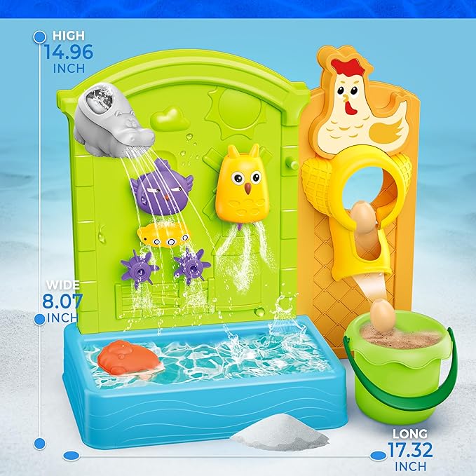 BELLOCHIDDO Water Table for Toddlers 1-3 - Summer Toys Kids Sand Water Table, Magnetic Fishing and Egg Catching Games for Outside Outdoor Beach Backyard, 12 PCS Water Toy Accessories for Toddlers