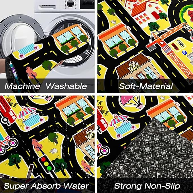 Kids Carpet City Play Mat - Cars Rugs for Boys Room Road Rug for Kids Car Track Rug for Bedroom Car Mat for Kids Toy Cars, 5x7 Feet