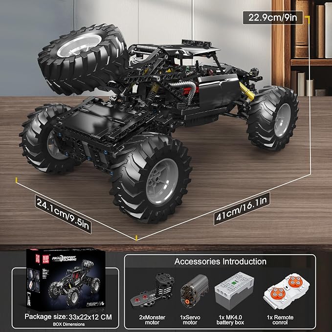 Mould King 18038 RC Off-Road Building Car Toys, 1016 Pieces Building Blocks Climbing Car Model with Motors, Toy Car for Kid 1016 PCS, Idea Gift