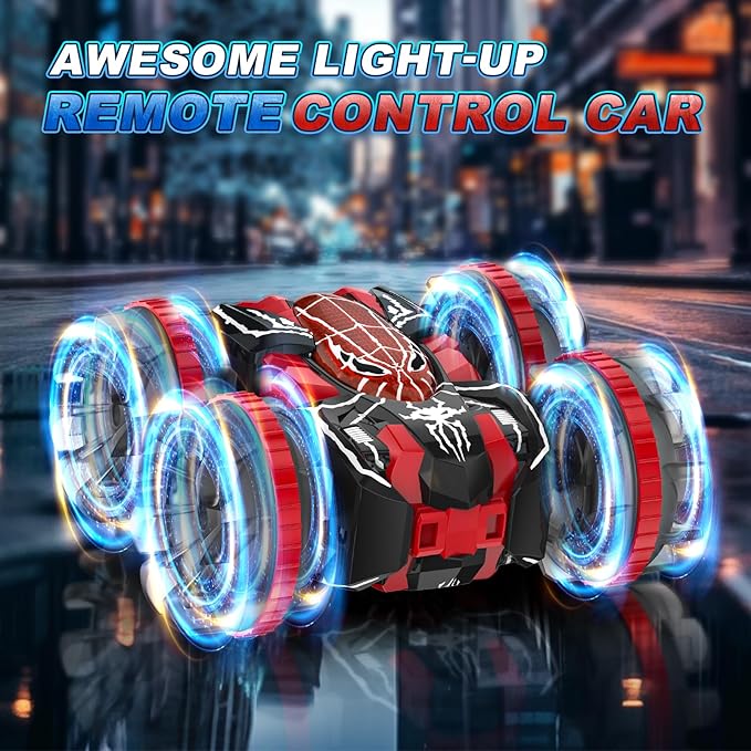 Waterproof Remote Control Car,4WD Amphibious 2.4 GHz RC Car Remote Control Boat,360°Rotation RC Stunt with LED Lights,Boys Girls Gifts All Terrain Water Beach Pool Toy Black
