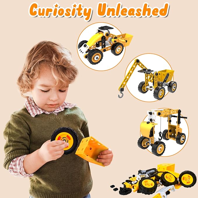 HOMETTER Educational Building Toys, STEM Learning Toy, 10 in 1 Construction Set for Preschool Kids, Engineering Toys Creative Set, Christmas Idea Gift for Boys Age 5 6 7 8 9 10+ Years Old
