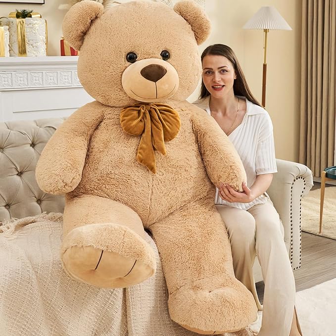Tezituor Giant Teddy Bear 5 Feet, Soft 59" Big Bear Stuffed Animal Life Size Plush Bear Toy Valentine's Christmas Birthday Gift for Girlfriend Kids,Brown