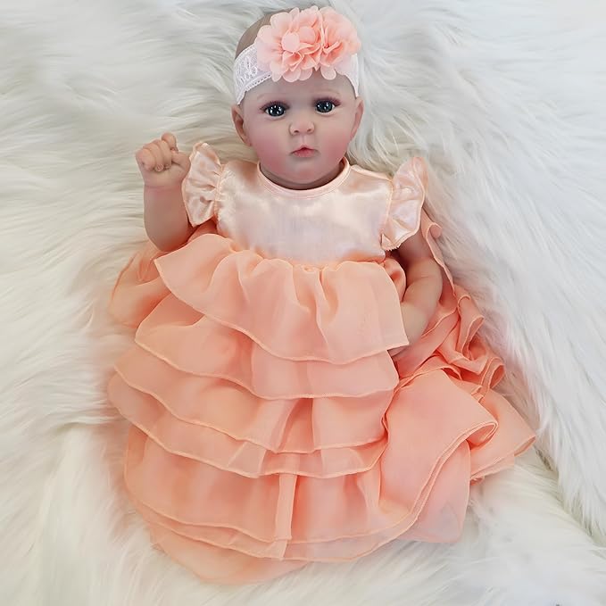 Realistic Reborn Baby Dolls-18 Inch Real Life Baby Dolls Girl Lifelike Baby Doll with Accessories for 3+ Years Old (Orange)