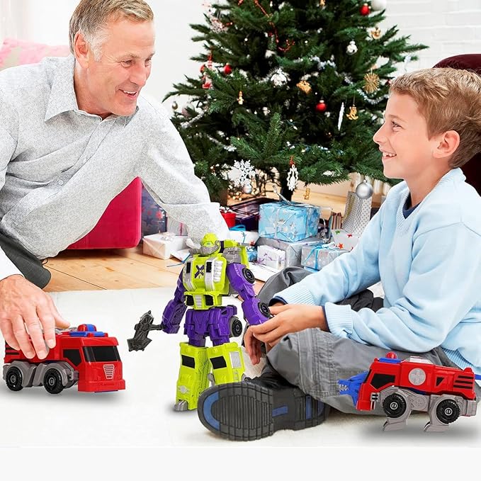 MIEBELY Toddler Robot Vehicles Set - 4Pcs Transforming Robots Toys for Kids - Magnetic Toys with Sturdy Connectors, Easy DIY Assembly Function - 4-in-1 Educational STEM for 3 4 5 6 Year Old Boys