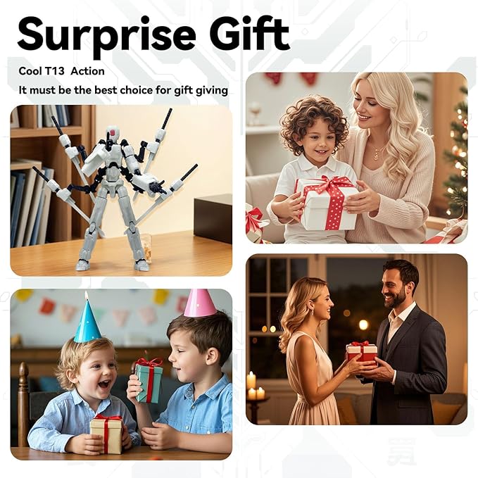 8 inch T13 (Assembly Completed) Action Figure Set,T 13 Action Figure Multi-Articular Mobile Robot Nova T-13,Desktop Decorations for Game Lovers Toys (Blue)