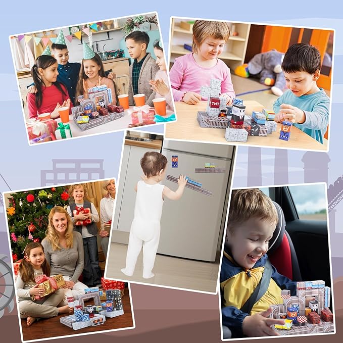 GEVINST Magnetic Blocks for Kids Ages 4-12, 1" Magnet Blocks Toys Train Tracks Set, Magnetic Cubes STEM Sensory Toys for 3+ Year Old Boys & Girls Christmas Birthday Gifts