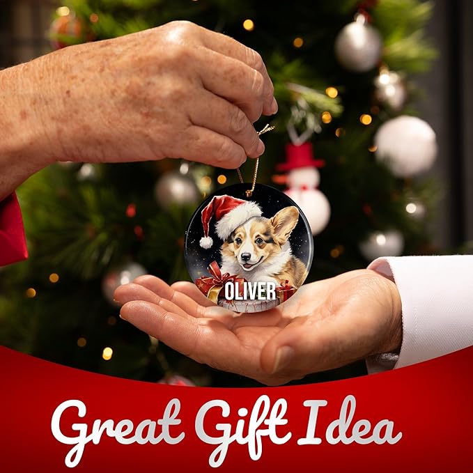 Pembroke Welsh Corgi Personalized Dog Ornament - Pet Ornament for Christmas Tree - 3" Round Ceramic - Printed in USA - Choose from 200 Breeds - Dog Mom & Dad - Xmas Decoration DOG0159