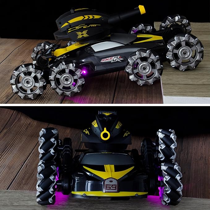 Rc Tank That Shoots 8WD Remote Control Water Bomb Car,8WD Remote Control Car,2.4GHz Gesture Sensing,Remote ControlStunt Truck,360°Rotating,8 9 10 11 12 Year Old Birthday Gifts 