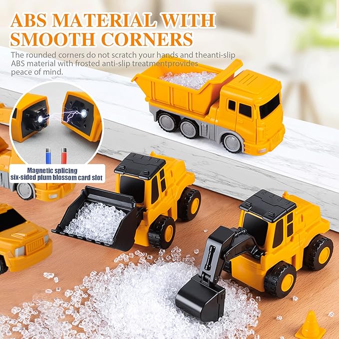 Magnetic Transform Engineering Car Assembled Toys,Toy Construction Vehicles with Storage Box,Magnetic Blocks for Kids Age 3-5 4-8 Outdoor Toddler Activities Toys(Engineering Series-35 Pcs)
