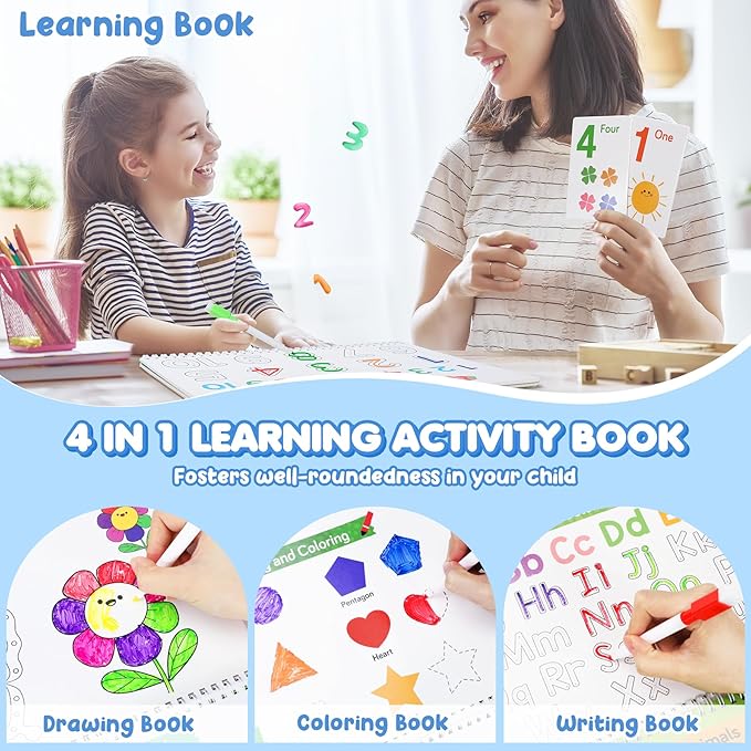Busy Book for Toddlers, 36 Preschool Learning Activities, Montessori Homeschool Learning Educational Toys, Tracing Activity Coloring Books for Kids Ages 3-8, Autism Sensory Travel Toys Gifts
