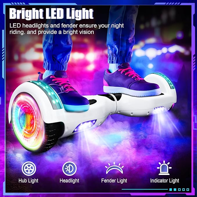 Self Balancing Scooters with Bluetooth & Corlorful LED Lights, Gifts for Kids & Adults & Girls & Boys, for All Ages
