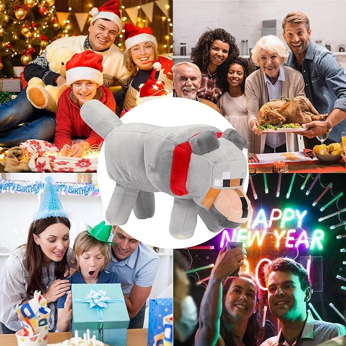 3pcs Character Dolls, 13.7" Wolf, 9" Black Cat, 7" Fox Plush Toy, Stuffed Animals Toys, for Fans, Soft, Collectible Game Plush, for Birthday Christmas New Year Gift