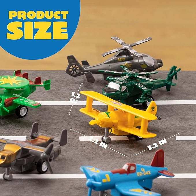 JOYIN 16 Pcs Pull Back Airplane Toys, Boys Plane Playset, Aircraft Incl Helicopter, Fighter, Bomber, Biplane Toy, Gifts for Toddler Kids 3+ Years Old, Kids Presents, Easter Basket Stuffers