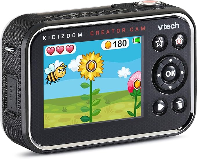 VTech KidiZoom Creator Cam, High-Definition Kids' Camera for Photos and Videos, Included Green Screen, Flip-Out Selfie Camera, Selfie Stick/Tripod, Auto Timer, Kids Ages 5 and up