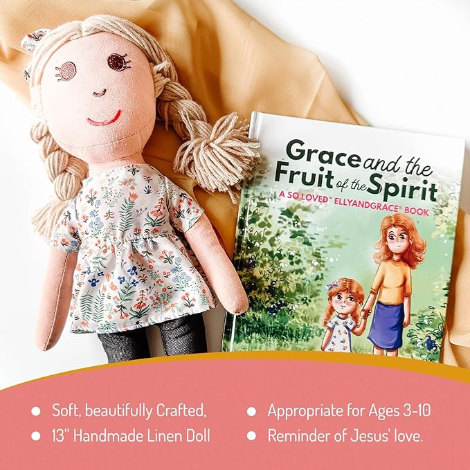 Elly & Grace Bible Stories for Kids, So Loved Collection: Book and Doll Set Teaching Christian Toddlers Faith Lessons, Great Baby Baptism Gifts for Girls (Grace Doll)