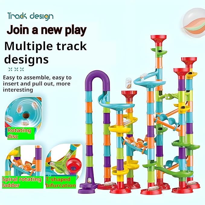 Marble Run Set - 172 Pcs STEM Learning Toy for Kids 4-8 Marble Track, Race Tracks for Kids, Marble Tower, Construction Building Blocks Toys (G21)