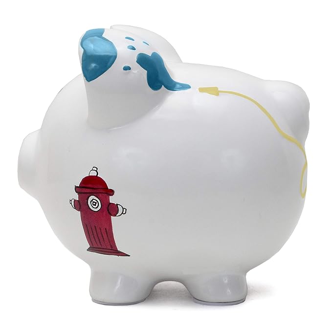 Child to Cherish Ceramic Piggy Bank for Boys, Fire Truck