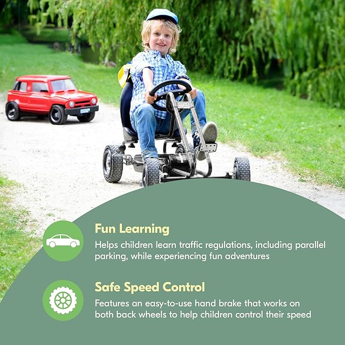 hauck Kids Pedal Go Kart, 4 Wheel Bike Cart, Ages 4-8, Lightning Ride, Black
