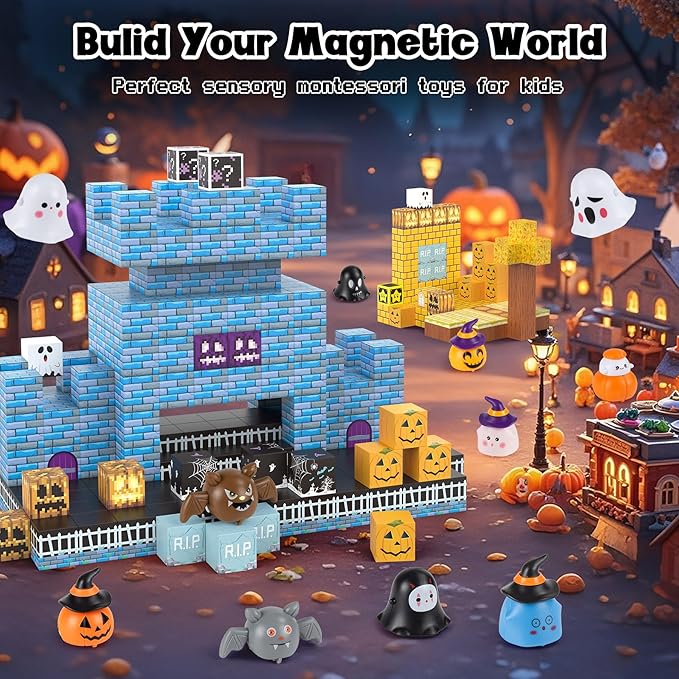 Magnetic Blocks 216Pcs Night Style, Magnetic Building Blocks for Boys 6-8, Construction Toys, Toys Gift for 6+ Year Old Kids