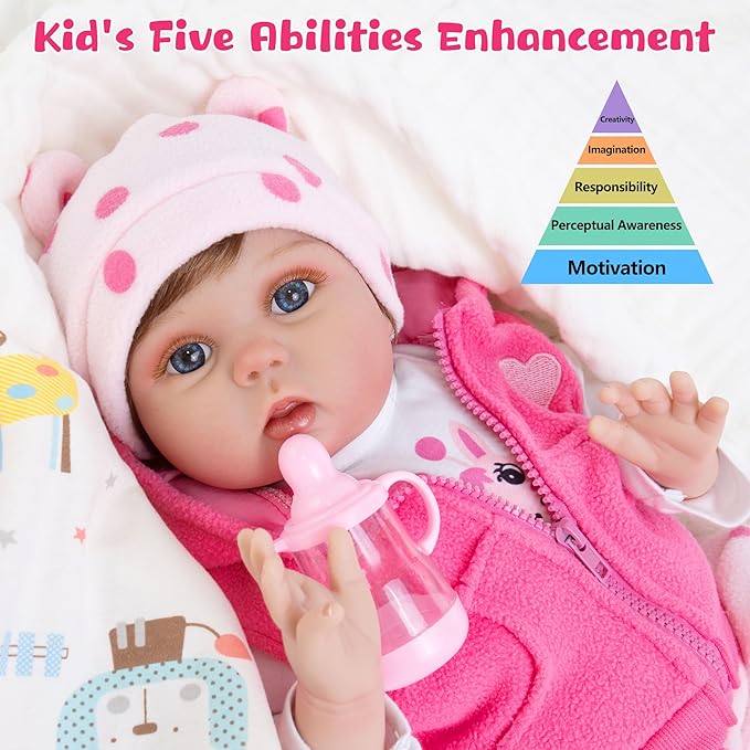 Reborn Baby Dolls Girl Set- 22 Inches Realistic Soft Vinyl Newborn Baby Doll That Look Real, Best Toy for Kids Ages 3+ (Jasmine)