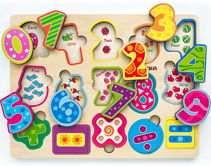 QUOKKA Toddler Puzzles Ages 2-4 – Wooden Puzzles for Kids 1-3-5 Year Old – Learning Travel Game with Numbers Animals Shapes – Wood Educational Gift for Boys and Girls