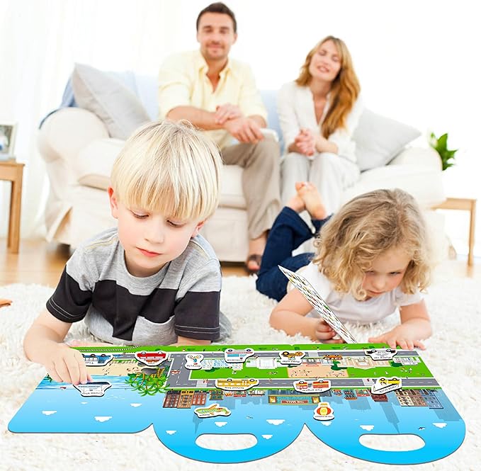 6 Sets Reusable Sticker Books for Toddlers 1-3, Jelly Sticker Books for Kids 2-4, Vehicle Stickers for Kids