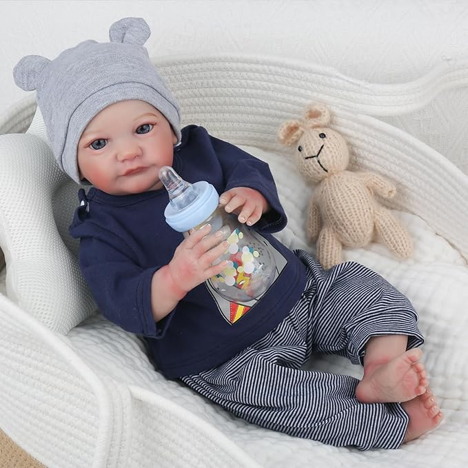 WOOROY Realistic Reborn Baby Dolls Boy - 19 Inch Lifelike Newborn Baby Dolls Handmade Real Life Baby Dolls Reborn Toddler with Soft Cloth Body Gift Toys for Kids Age 3 +
