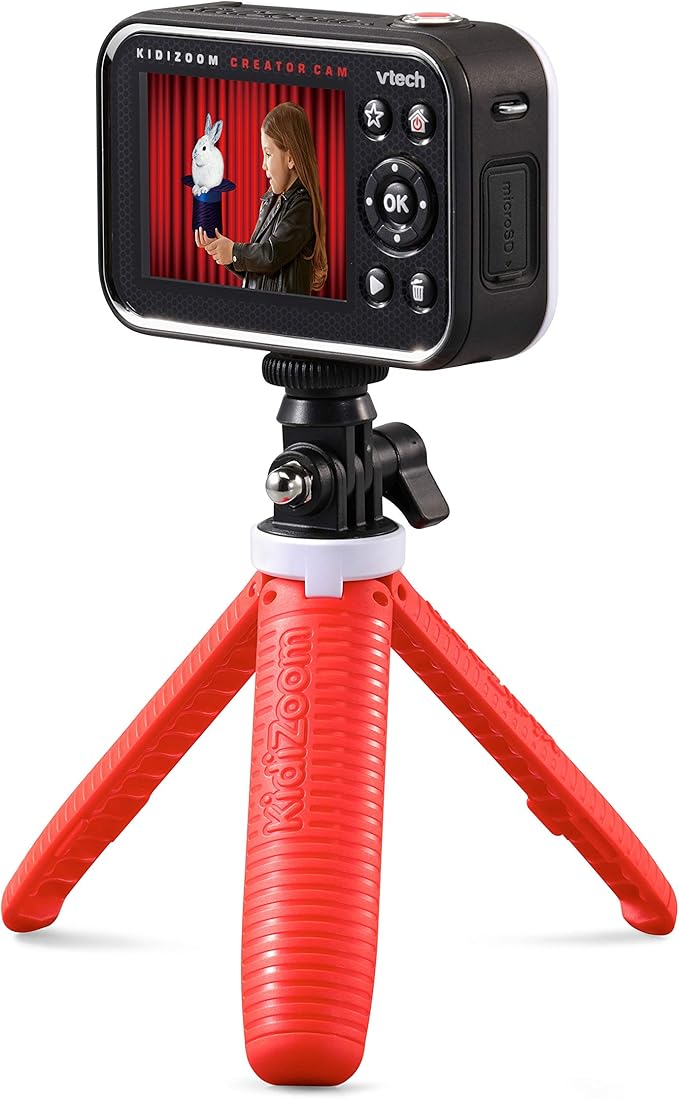 VTech KidiZoom Creator Cam, High-Definition Kids' Camera for Photos and Videos, Included Green Screen, Flip-Out Selfie Camera, Selfie Stick/Tripod, Auto Timer, Kids Ages 5 and up