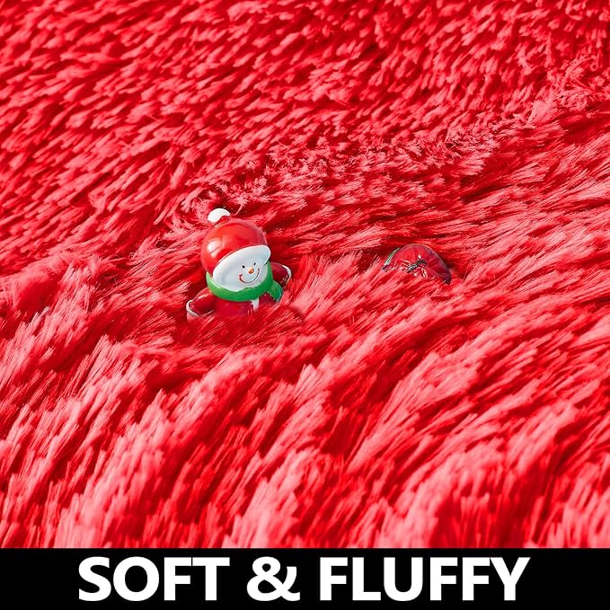 ONASAR Red Round Area Rug 4x4, Soft Bedroom Circle Rugs Floor Mat for Kids Girls Teen Room, Kawaii Fluffy Plush Shaggy Carpet for Nursery Living Room Playroom Christmas Home Decor Princess Castle