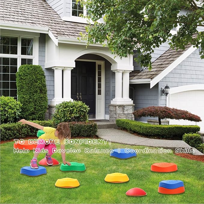 Stepping Stones for kids,Non-Slip Sensory Stepping Stones for Promoting Toddler's Balance Coordination Skills,Obstacle Courses Sensory Toys Outdoor or Indoor Play for Kids Age 3-8