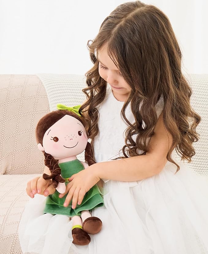Soft Baby Doll Toys (16'') for Girls, My First Baby Rag Dolls for 1 Year Old Girl Birthday Gift Plush Doll Toys Machine Washable Baby Doll for Toddler Kids Infants - Forest Girl