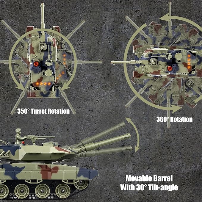 1/24 RC Tank, Remote Control Ger Leopard II Army Model Tank with Sound Effects, Lights and Smoke, 2.4G Military Model Toy for Kids, Perfect Birthday for Boys 6+ Years Old