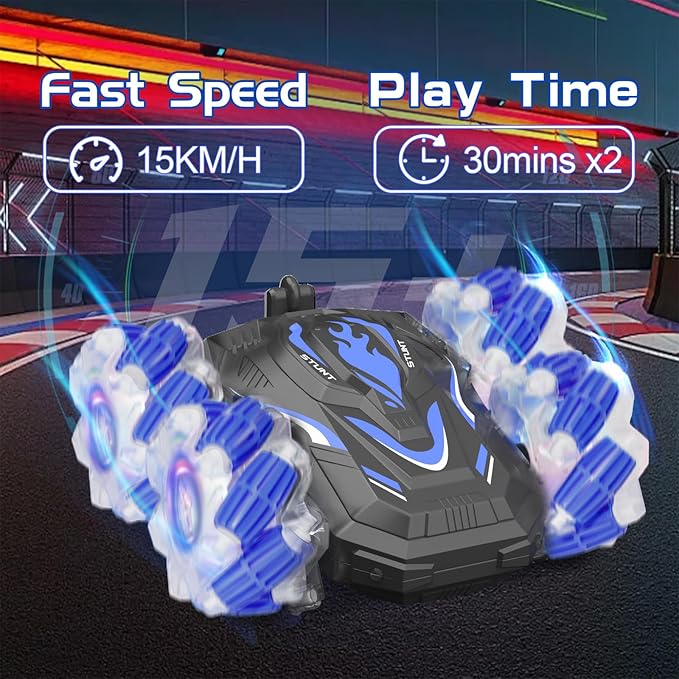 New Gesture Sensing RC Stunt Car with Lights Music, Hand Gesture Remote Control Car 360° Spins Double Side Twisted Glove Controlled RC Car Birthday Gifts Toys for 6 7 8 9 10 11 12 year old boys