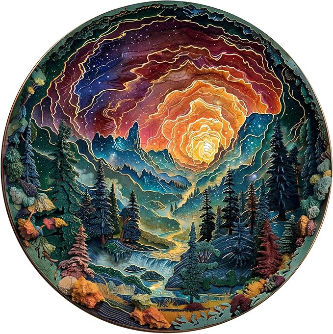 Wooden Puzzles for Adults, Wooden Jigsaw Puzzles for Adults Kids, 3D Cave Sky Unique Shaped Wood Puzzles Adult, Creative Birthday Gifts for Friends Family Game (11.4 * 11.4in 200pcs)