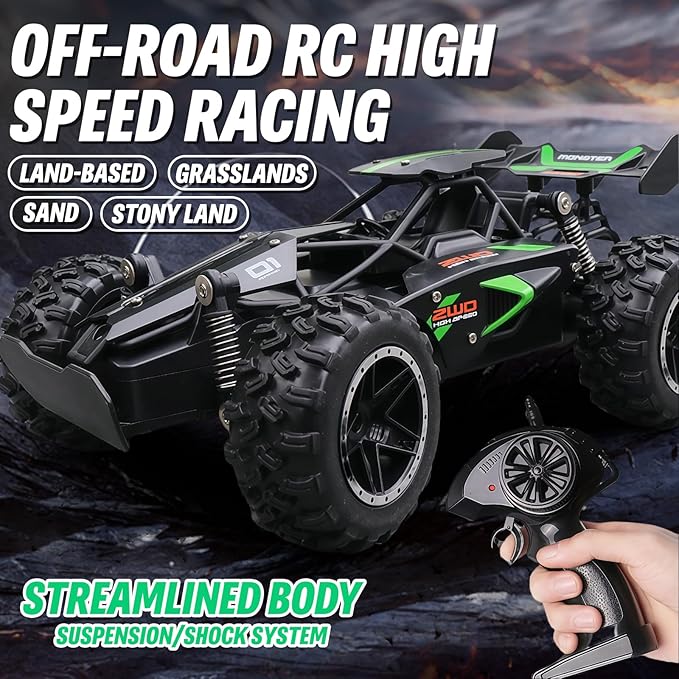 1/18Fast RC Cars for Adults 15+ KM/H,All Terrain High Speed Remote Control Car,with 2.4 GHz Remote Control.Two Rechargeable Batteries Truck for Adults & Kids