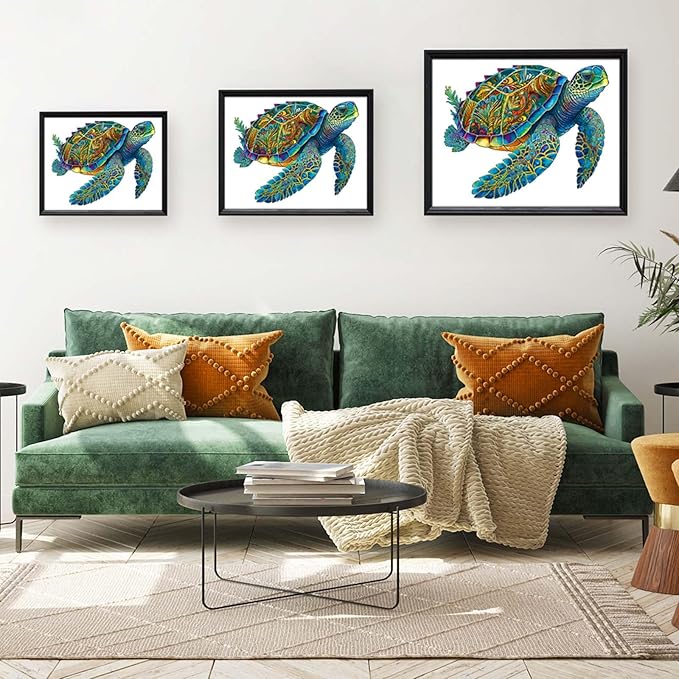 Wooden Puzzles, Sea Turtle Jigsaw Puzzles 500 Pieces, Unique Shaped Wooden Puzzle for Adults and Kids, Family Game 16.9 x 20.7 Inch